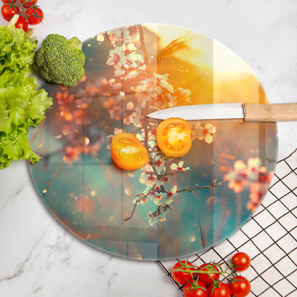 Tábua de cortar alimentos Flores de macieira ao sol