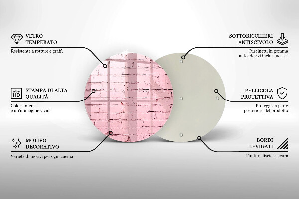 Tábua de vidro Parede de tijolos em tons pastel