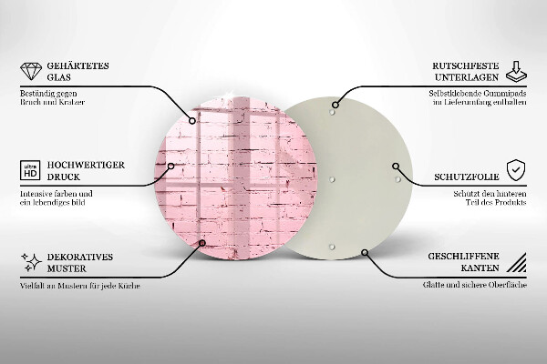 Tábua de vidro Parede de tijolos em tons pastel
