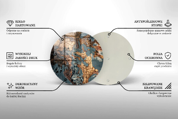 Tábua de cortar de vidro Pedra decorativa com ouro