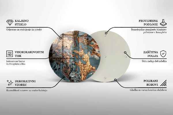 Tábua de cortar de vidro Pedra decorativa com ouro