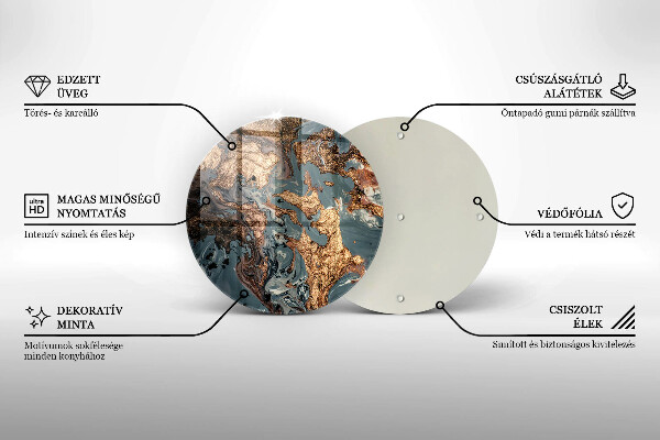 Tábua de cortar de vidro Pedra decorativa com ouro