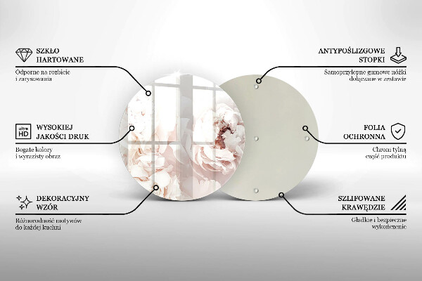 Tábua de vidro Peônias pastéis