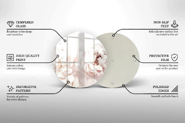 Tábua de vidro Peônias pastéis