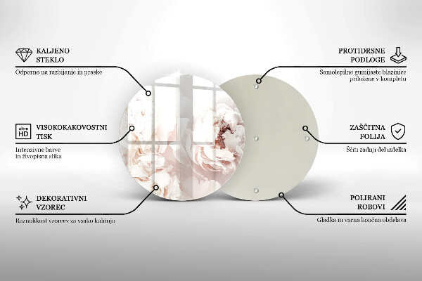 Tábua de vidro Peônias pastéis