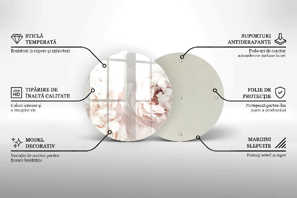 Tábua de vidro Peônias pastéis