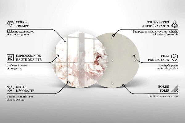 Tábua de vidro Peônias pastéis