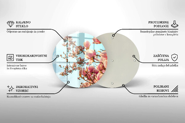 Tábua de cortar de vidro Árvore de flores rosa