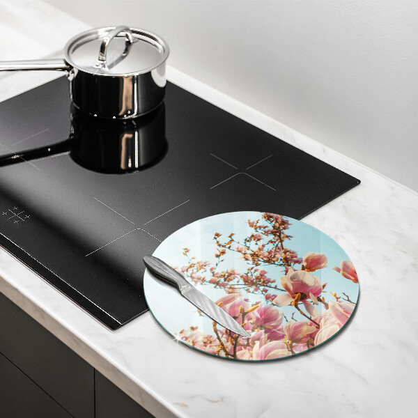 Tábua de cortar de vidro Árvore de flores rosa