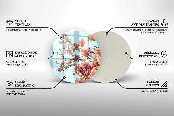 Tábua de cortar de vidro Árvore de flores rosa