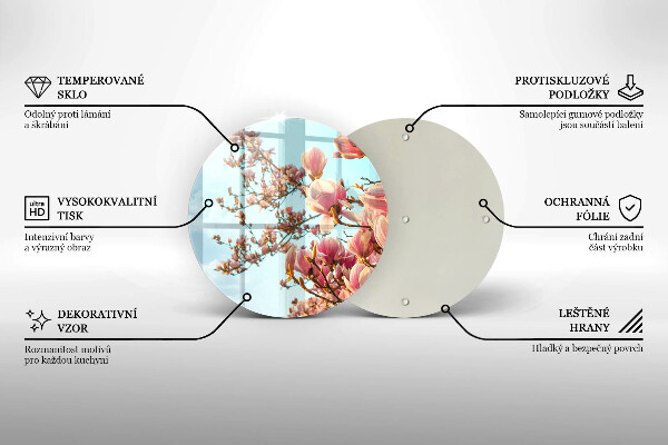 Tábua de cortar de vidro Árvore de flores rosa