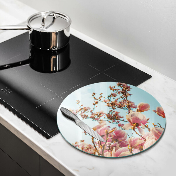 Tábua de cortar de vidro Árvore de flores rosa