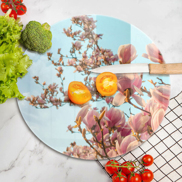 Tábua de cortar de vidro Árvore de flores rosa