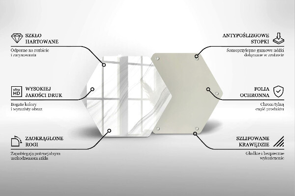 Tábua de cortar de vidro Mármore delicado
