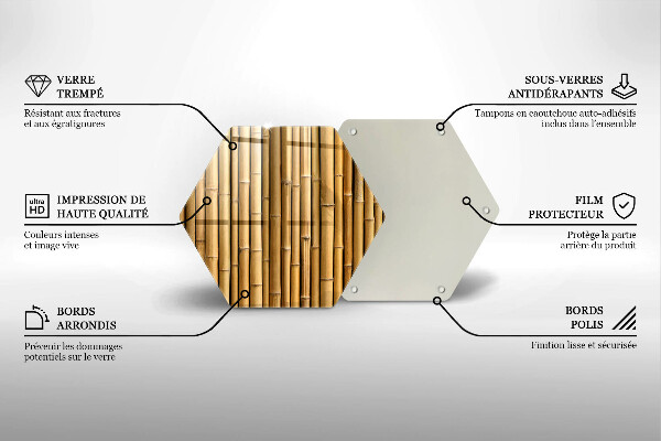 Tábua de vidro Bambu boho natural