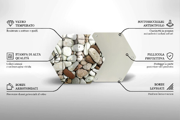 Tábua de vidro Fundo de pequenas pedras