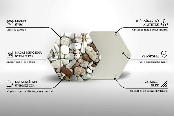 Tábua de vidro Fundo de pequenas pedras