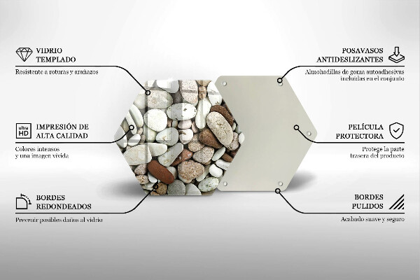 Tábua de vidro Fundo de pequenas pedras