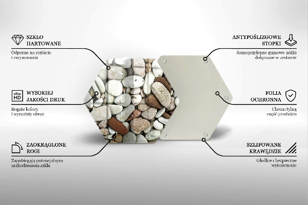 Tábua de vidro Fundo de pequenas pedras