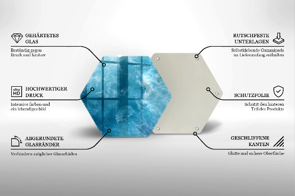 Tábua de cortar de vidro Água azul