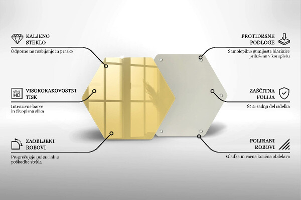 Tábua de cortar de vidro Cor amarela