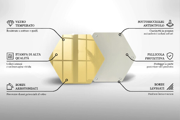 Tábua de cortar de vidro Cor amarela