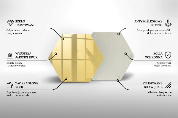 Tábua de cortar de vidro Cor amarela