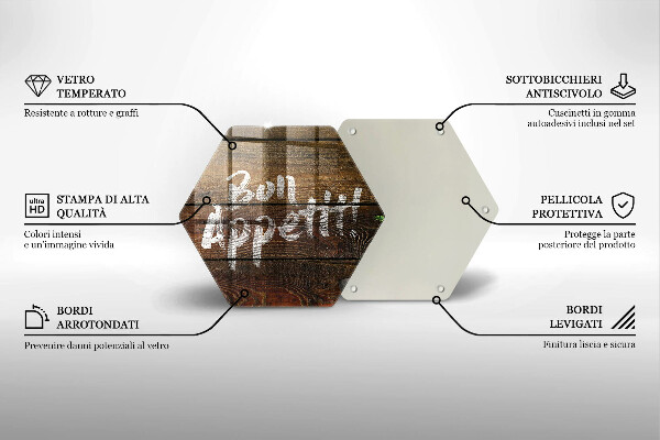 Tábua de corte de vidro Placa de Bon Appetit nos painéis