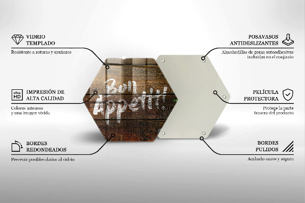 Tábua de corte de vidro Placa de Bon Appetit nos painéis