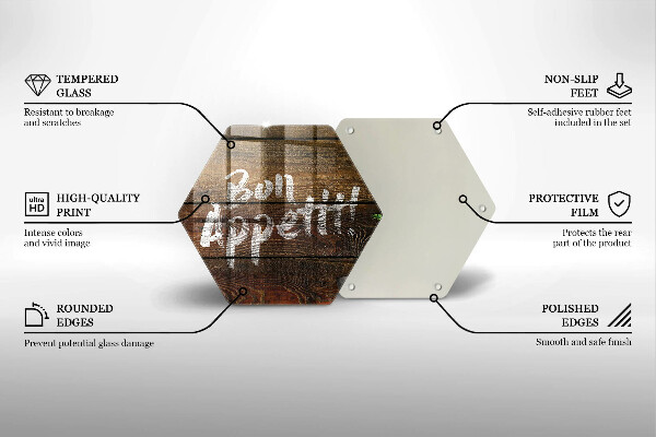 Tábua de corte de vidro Placa de Bon Appetit nos painéis