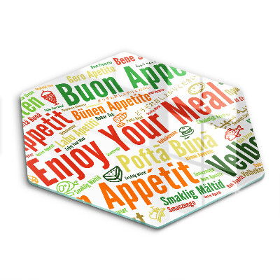 Tábua de corte de vidro Bon appetit legendas idiomas