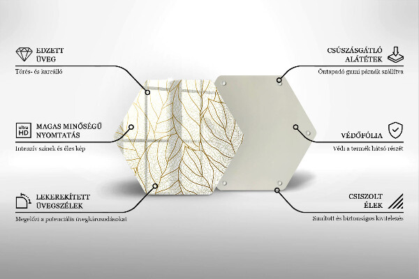 Tábua de corte de vidro Padrão de folha de arte de linha