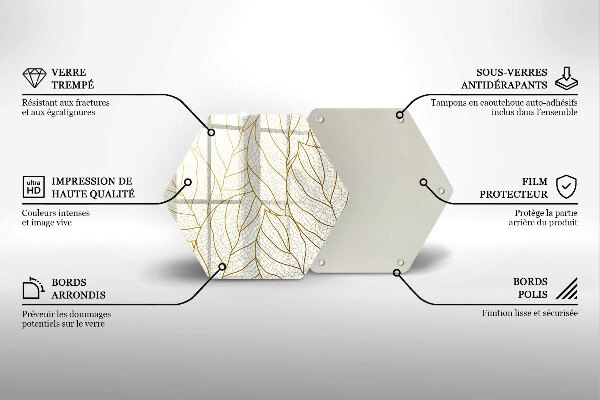 Tábua de corte de vidro Padrão de folha de arte de linha