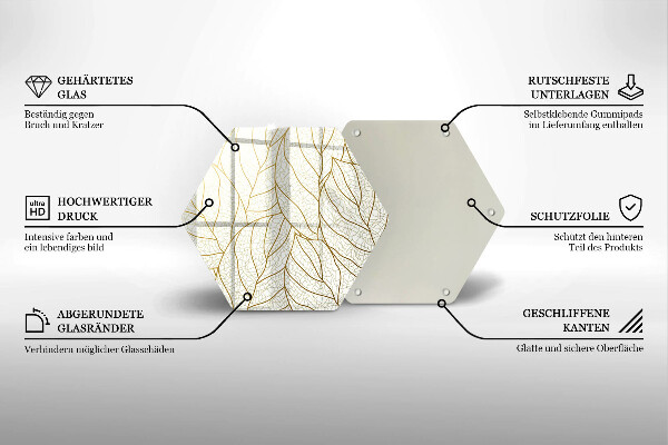 Tábua de corte de vidro Padrão de folha de arte de linha