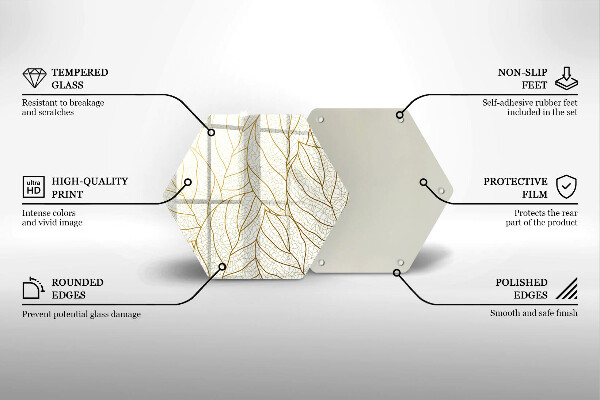 Tábua de corte de vidro Padrão de folha de arte de linha