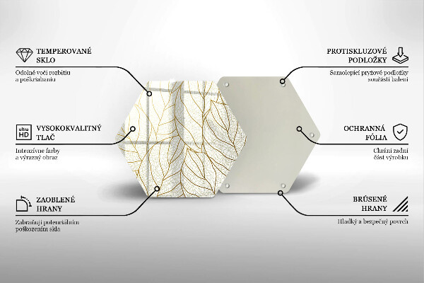 Tábua de corte de vidro Padrão de folha de arte de linha