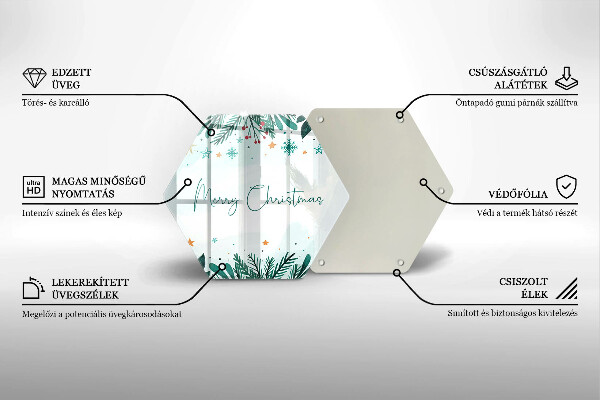 Tábua de vidro Inscrição de Feliz Natal