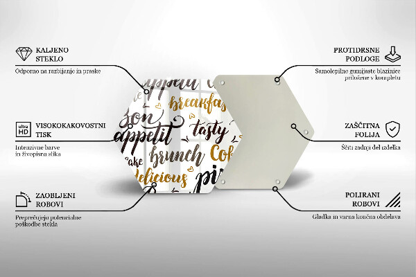 Tábua de cortar legendas de bom apetite