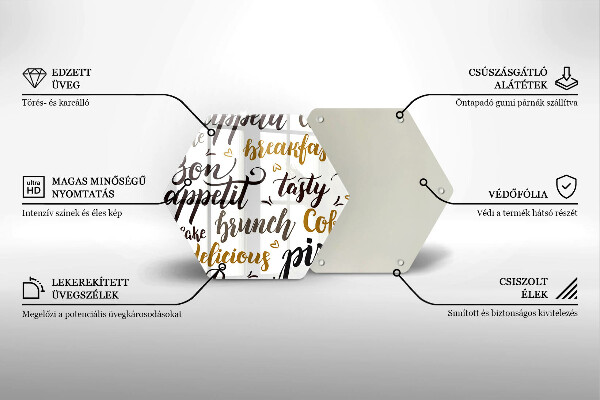 Tábua de cortar legendas de bom apetite