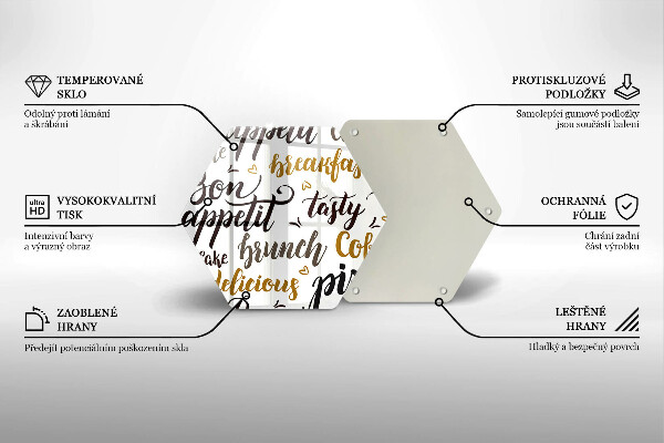 Tábua de cortar legendas de bom apetite