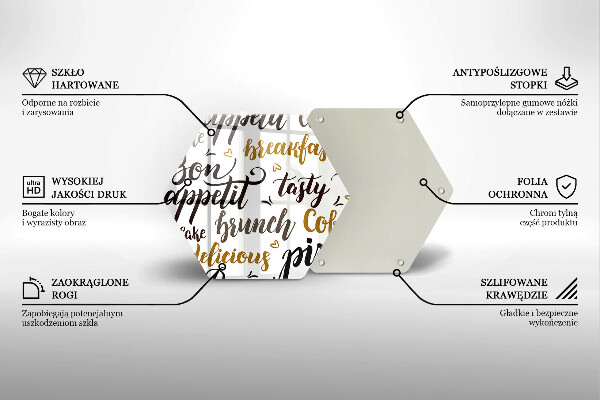 Tábua de cortar legendas de bom apetite