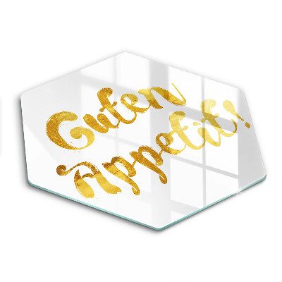 Tábua de corte de vidro A inscrição Guten Appetit!