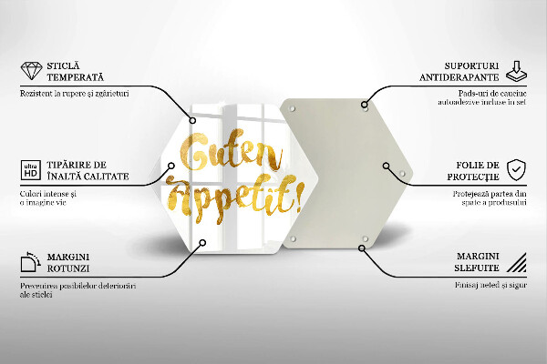 Tábua de corte de vidro A inscrição Guten Appetit!