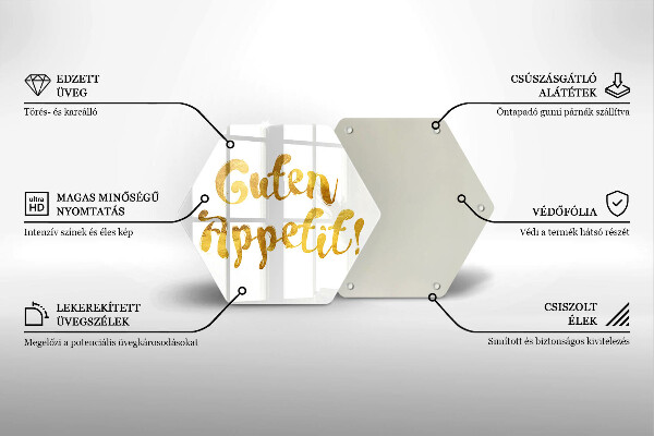 Tábua de corte de vidro A inscrição Guten Appetit!