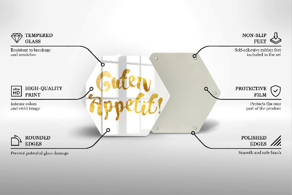 Tábua de corte de vidro A inscrição Guten Appetit!