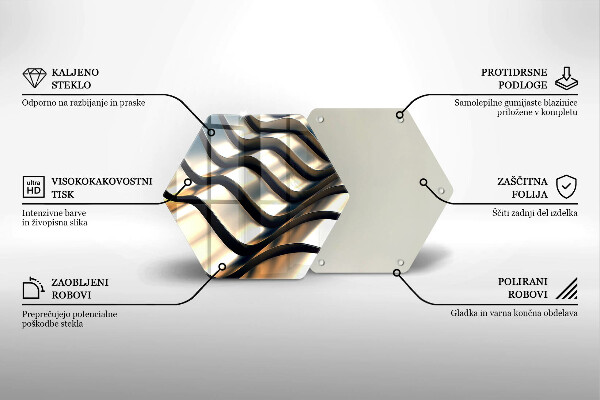 Tábua de cortar de vidro Formas metálicas 3D