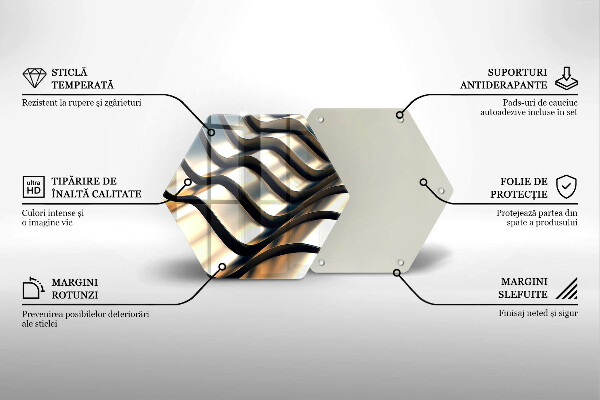 Tábua de cortar de vidro Formas metálicas 3D