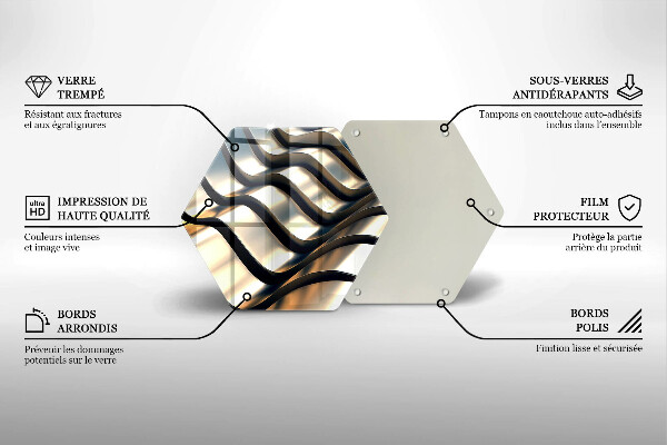 Tábua de cortar de vidro Formas metálicas 3D