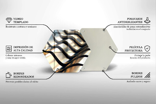 Tábua de cortar de vidro Formas metálicas 3D