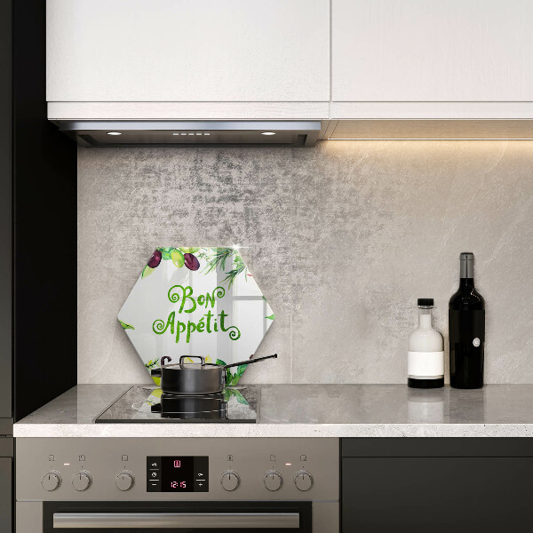 Tábua de vidro A inscrição Bon Appetit